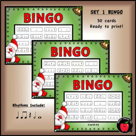 Christmas Rhythm Bingo Flashcard Music Game | Christmas Music Activity