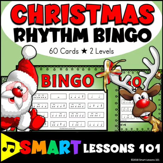 Christmas Rhythm Bingo Flashcard Music Game | Christmas Music Activity