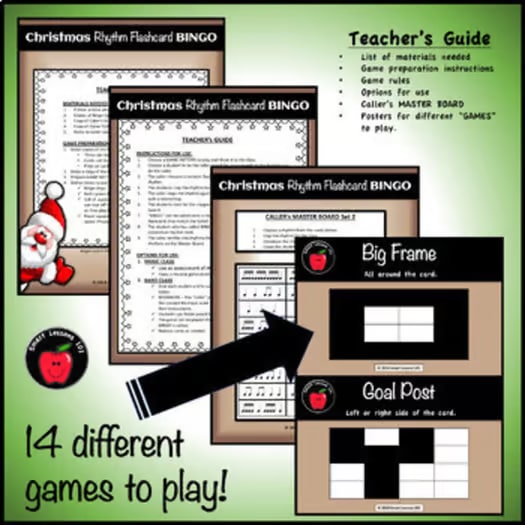 Christmas Rhythm Bingo Flashcard Music Game | Christmas Music Activity