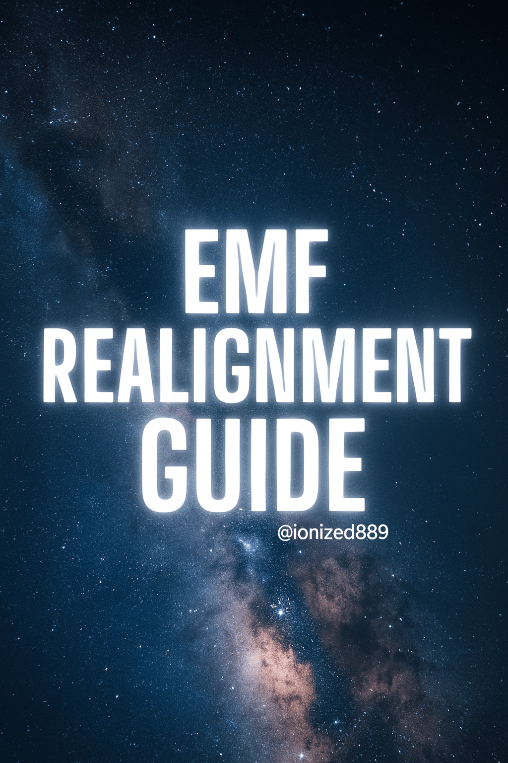 EMF Realignment Guide cover with turquoise title on starry cosmic background
