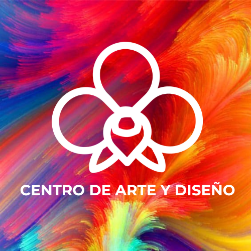 Logotipo Ceadi Arte y Diseño, figura de orquidea blanca con un fondo colorido