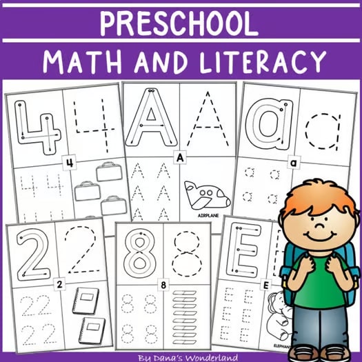 Preschool / Pre-K Morning Work Worksheets: Trace Alphabet Letters and Numbers