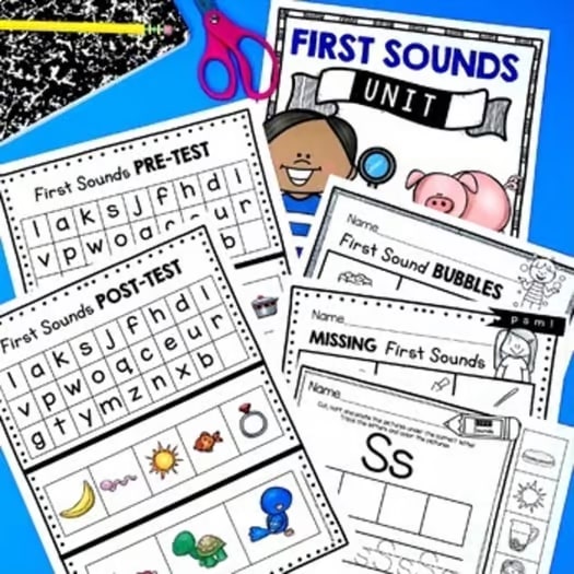 Beginning Sounds Unit - Initial Letter Sounds - Kindergarten Phonics CVC Words