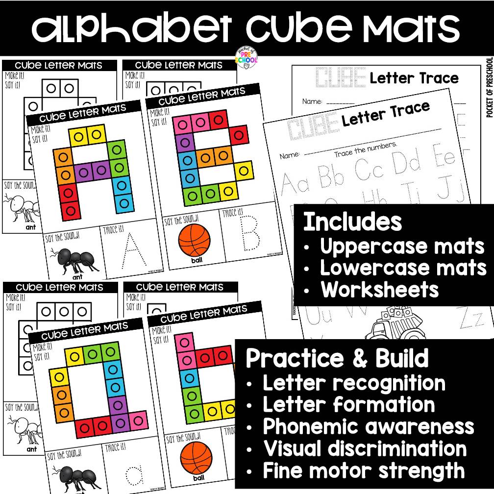 Connecting Cube Alphabet Letter Mats - Fine Motor Fun!