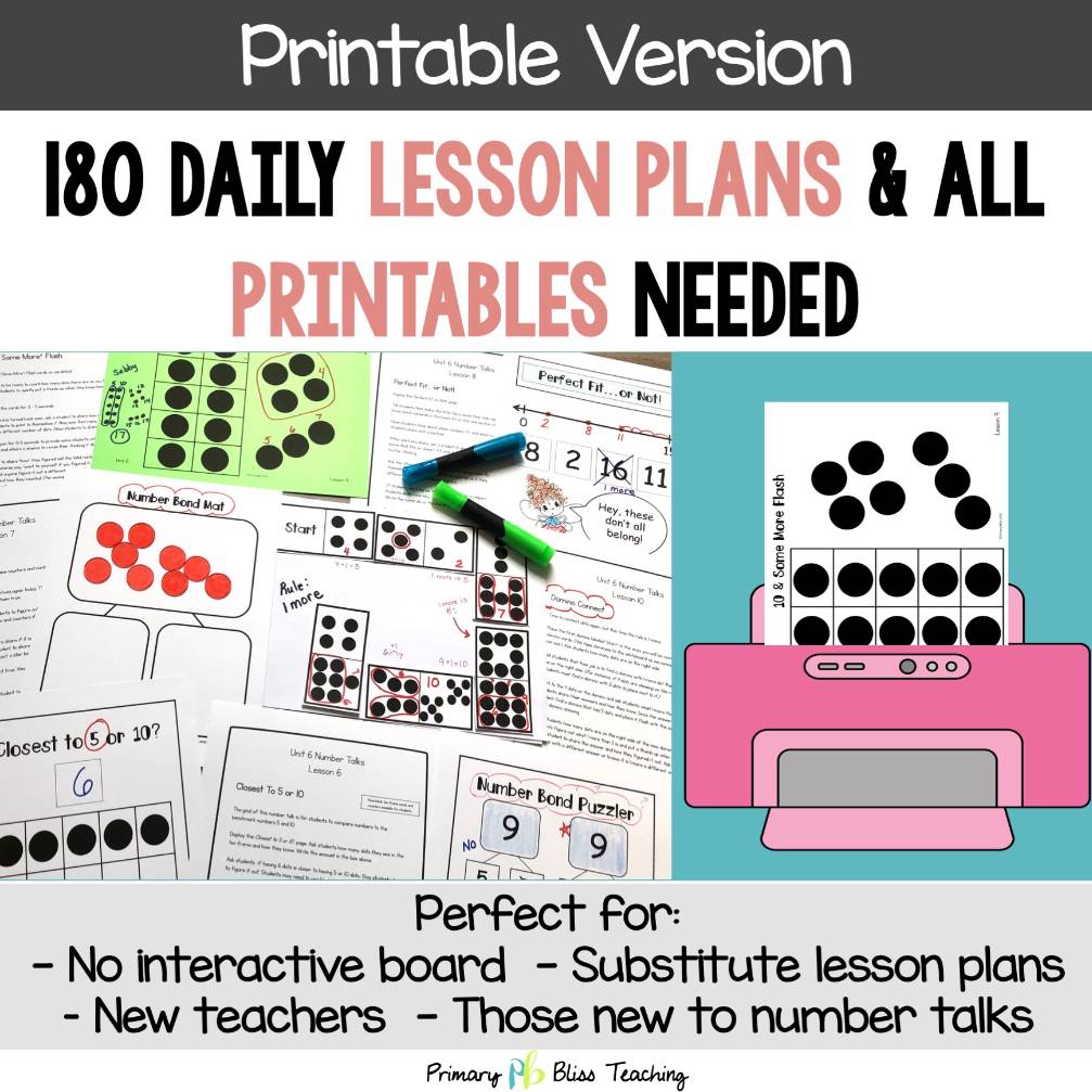 KINDERGARTEN NUMBER TALKS BUNDLE for BUILDING NUMBER SENSE AND MENTAL MATH