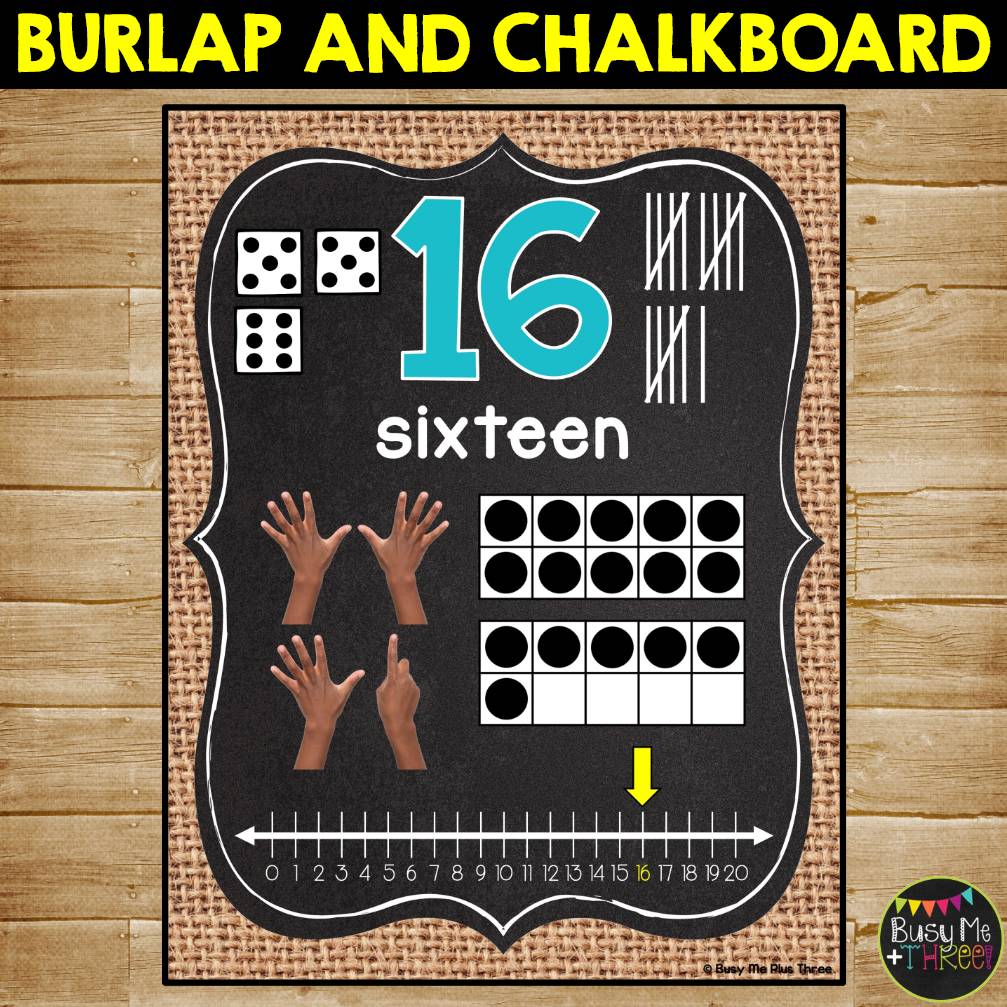 Number Posters 1-20 BURLAP AND CHALKBOARD Decor Farmhouse with Number LineNumber Posters 1-20 BURLAP AND CHALKBOARD Decor Farmhouse with Number Line