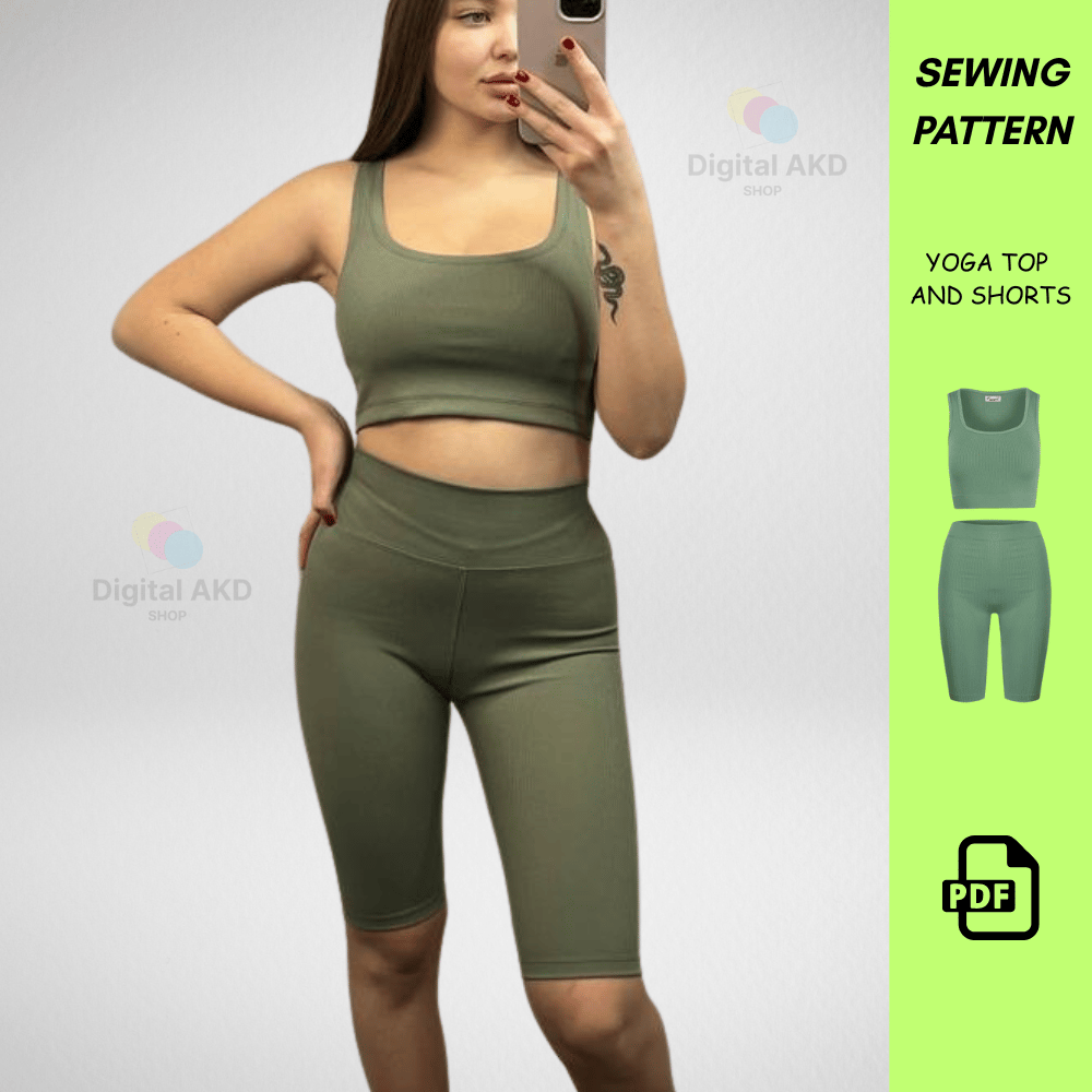 Yoga Top And Shorts Sewing Pattern with Instructions, Women’s Top and ...