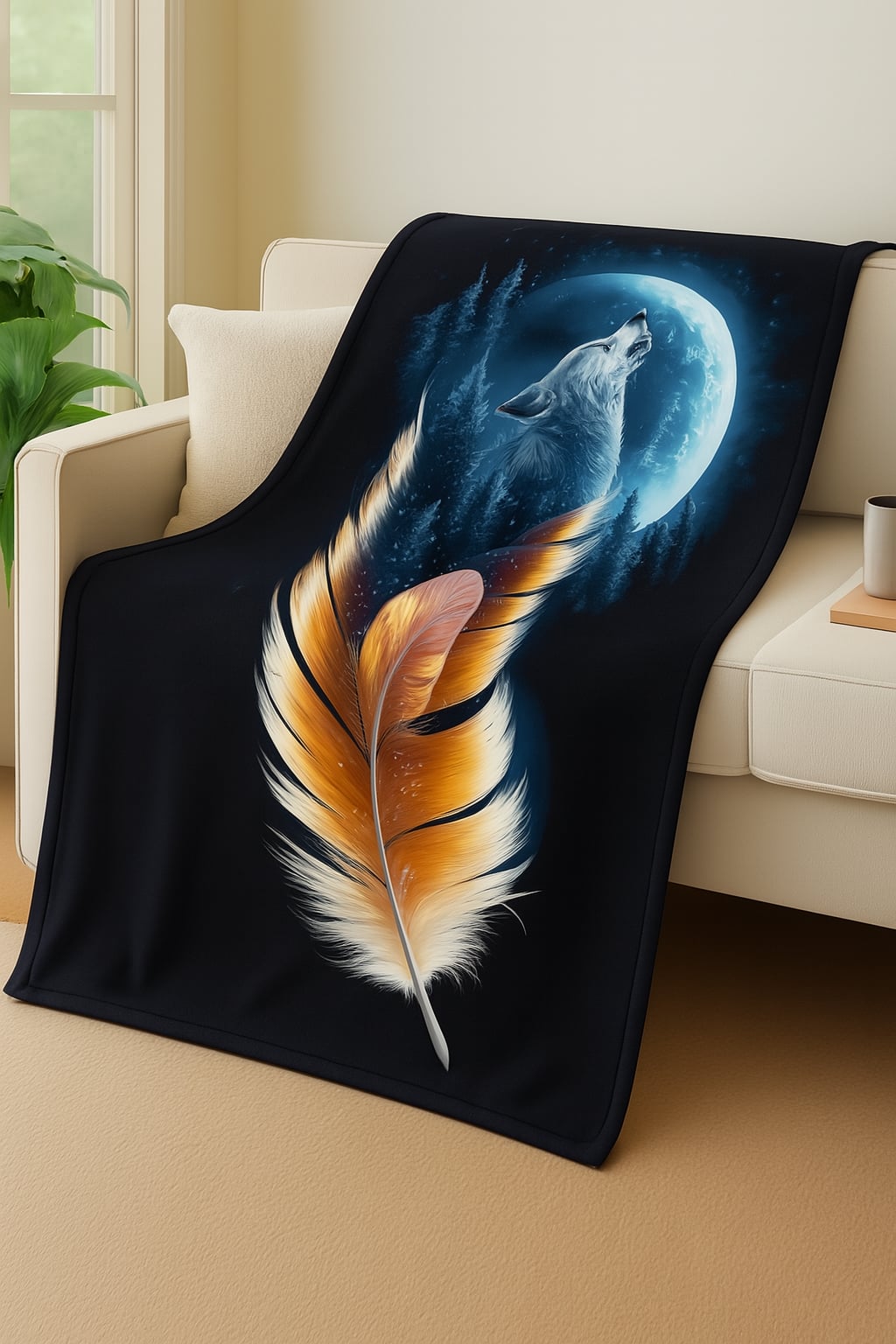 Your Microfleece Canvas Awaits Feathered Wolf