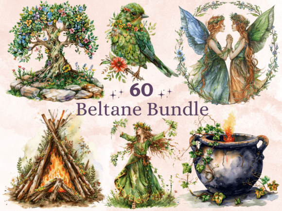 Watercolor Beltane Clipart Sublimation