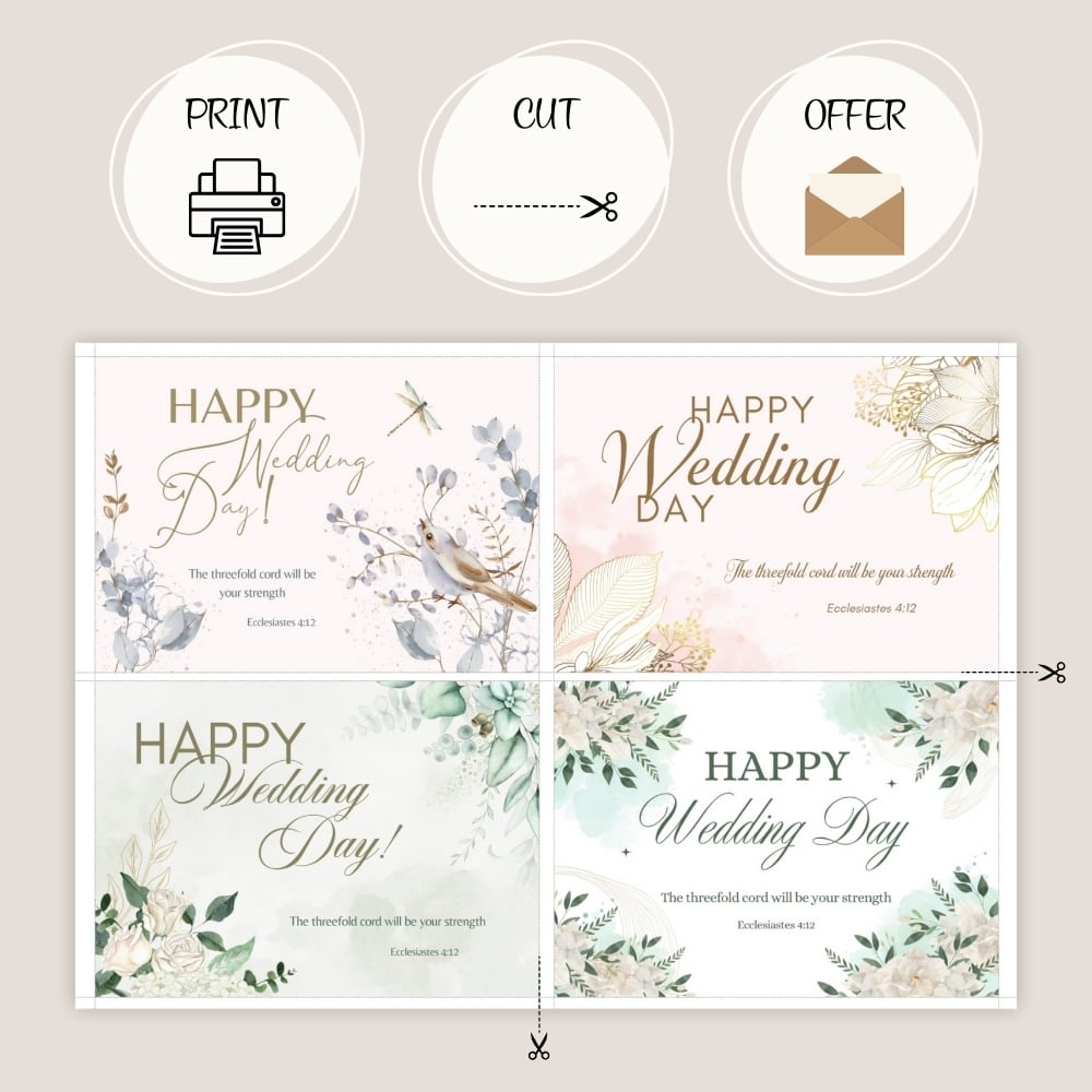 JW Happy Wedding Cards – Ecclesiastes 4:12