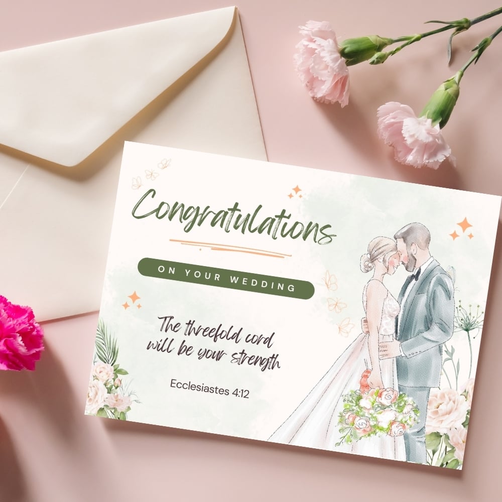 JW Wedding Congratulations Cards - Ecclesiastes 4:12