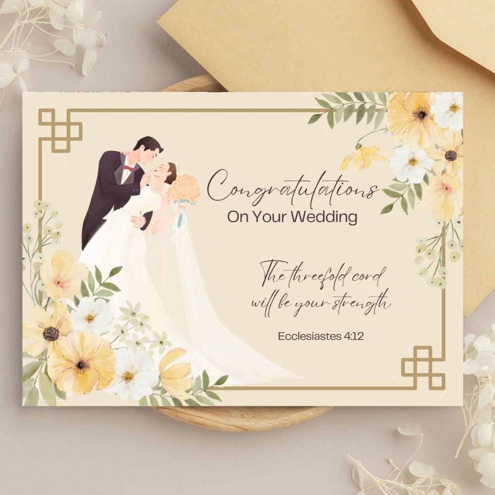 JW Wedding Congratulations Cards - Ecclesiastes 4:12