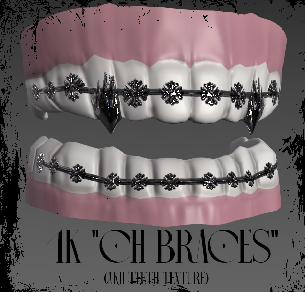 "CH BRACES" akii head teeth texture