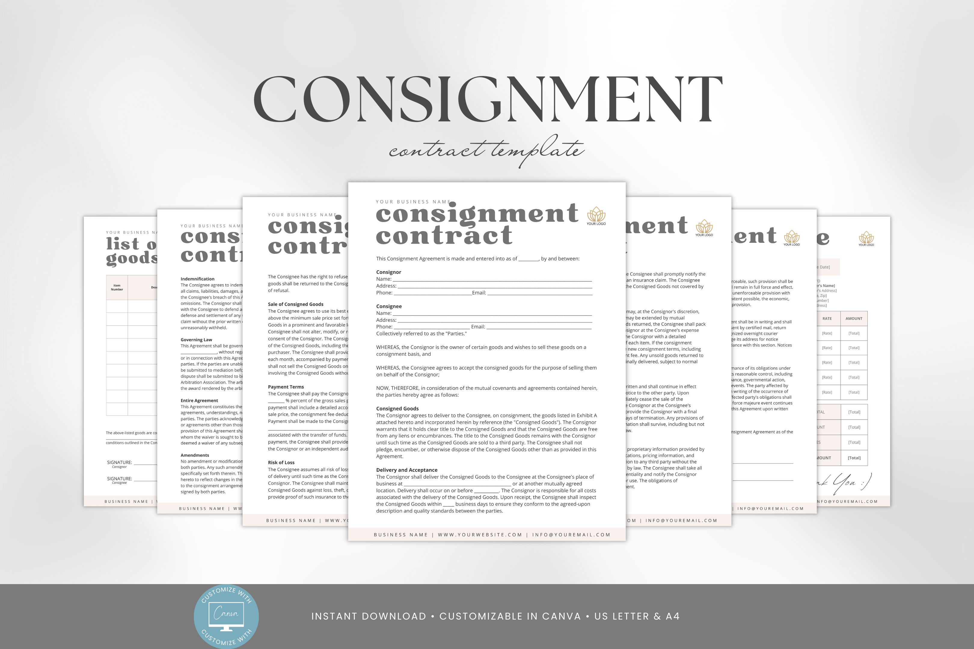 Consignment Contract Template, Product Consignment Agreement ...