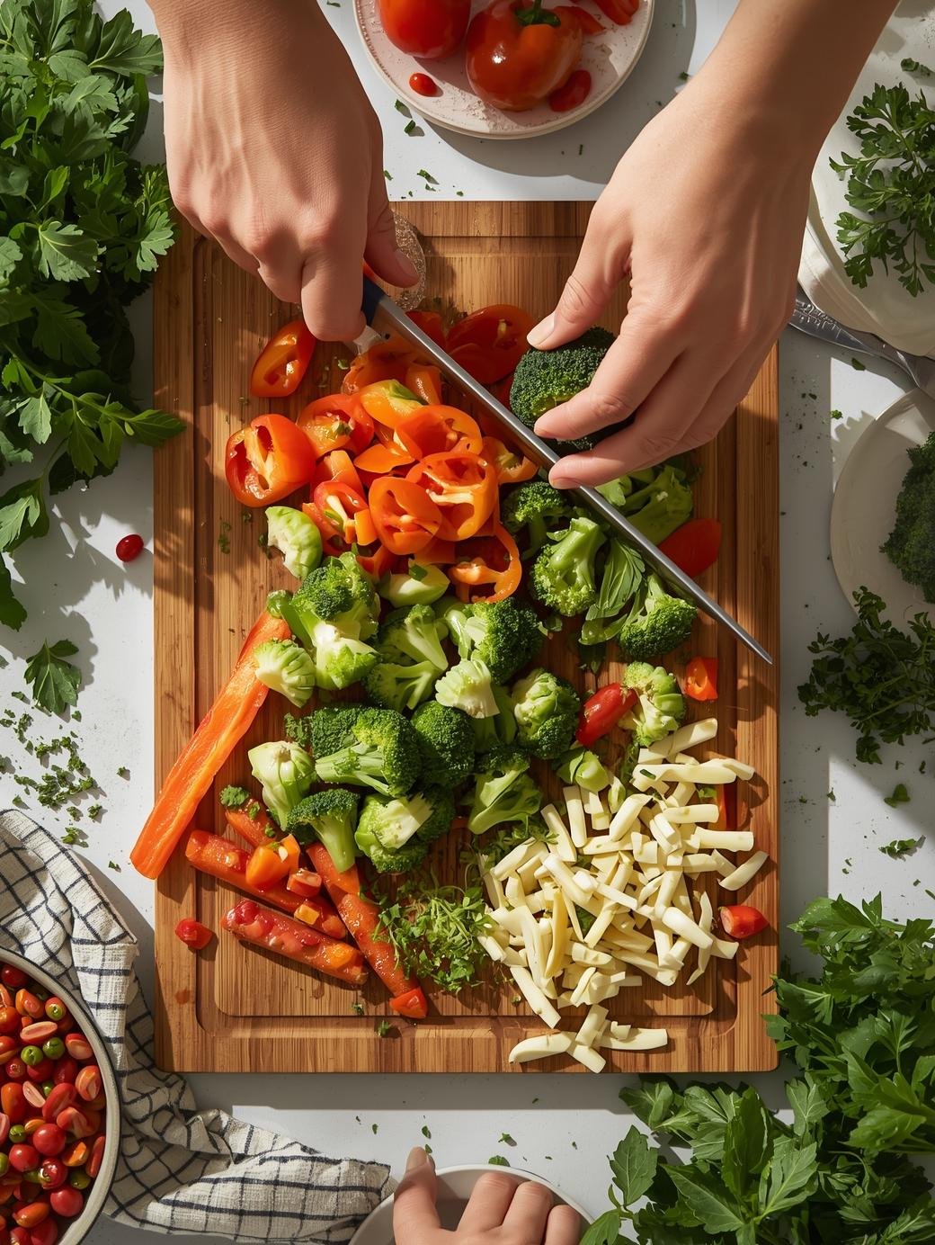 Woman's hands chopping vegetables