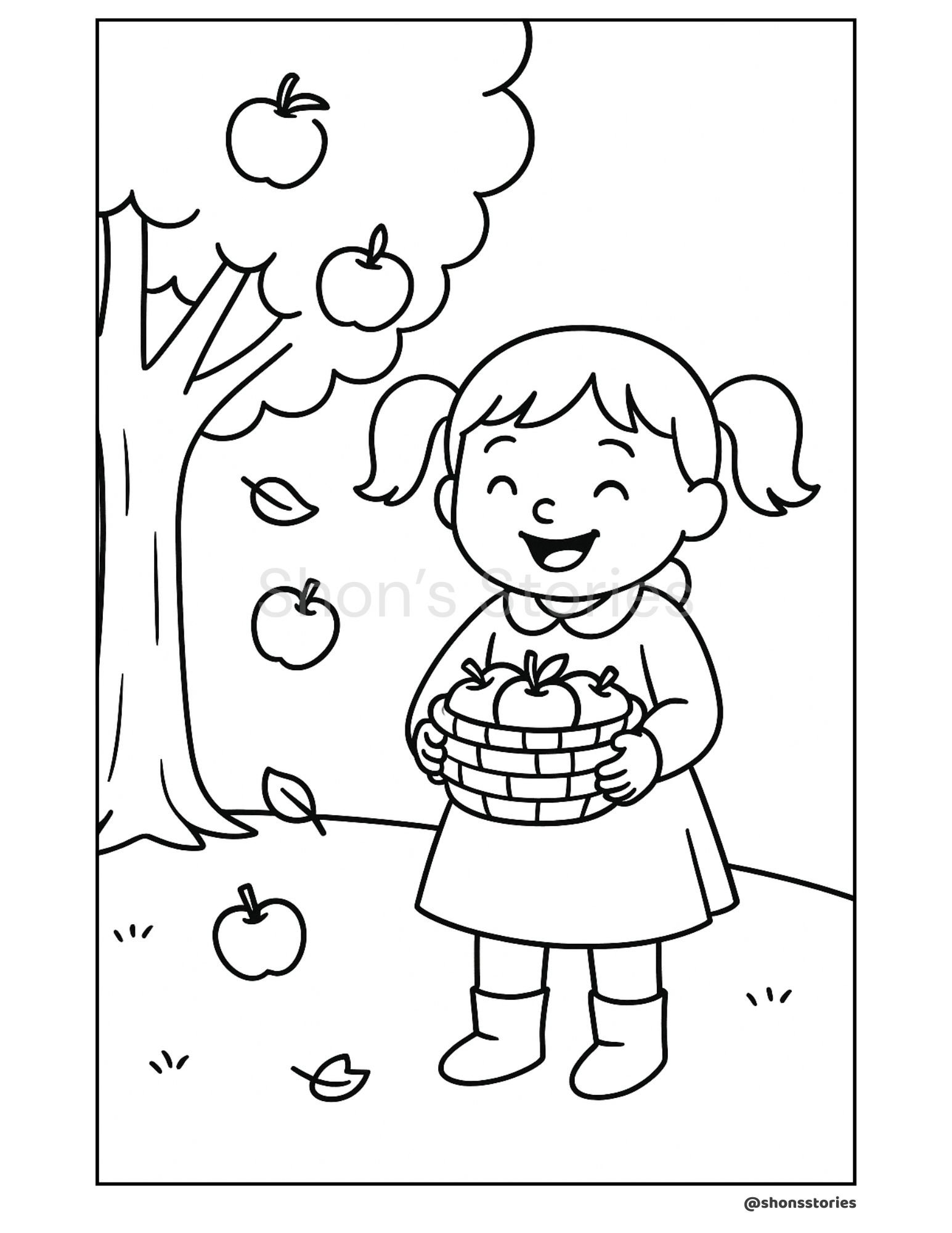 Apple Picking Coloring Page – Kids Printable (8.5x11) - Payhip