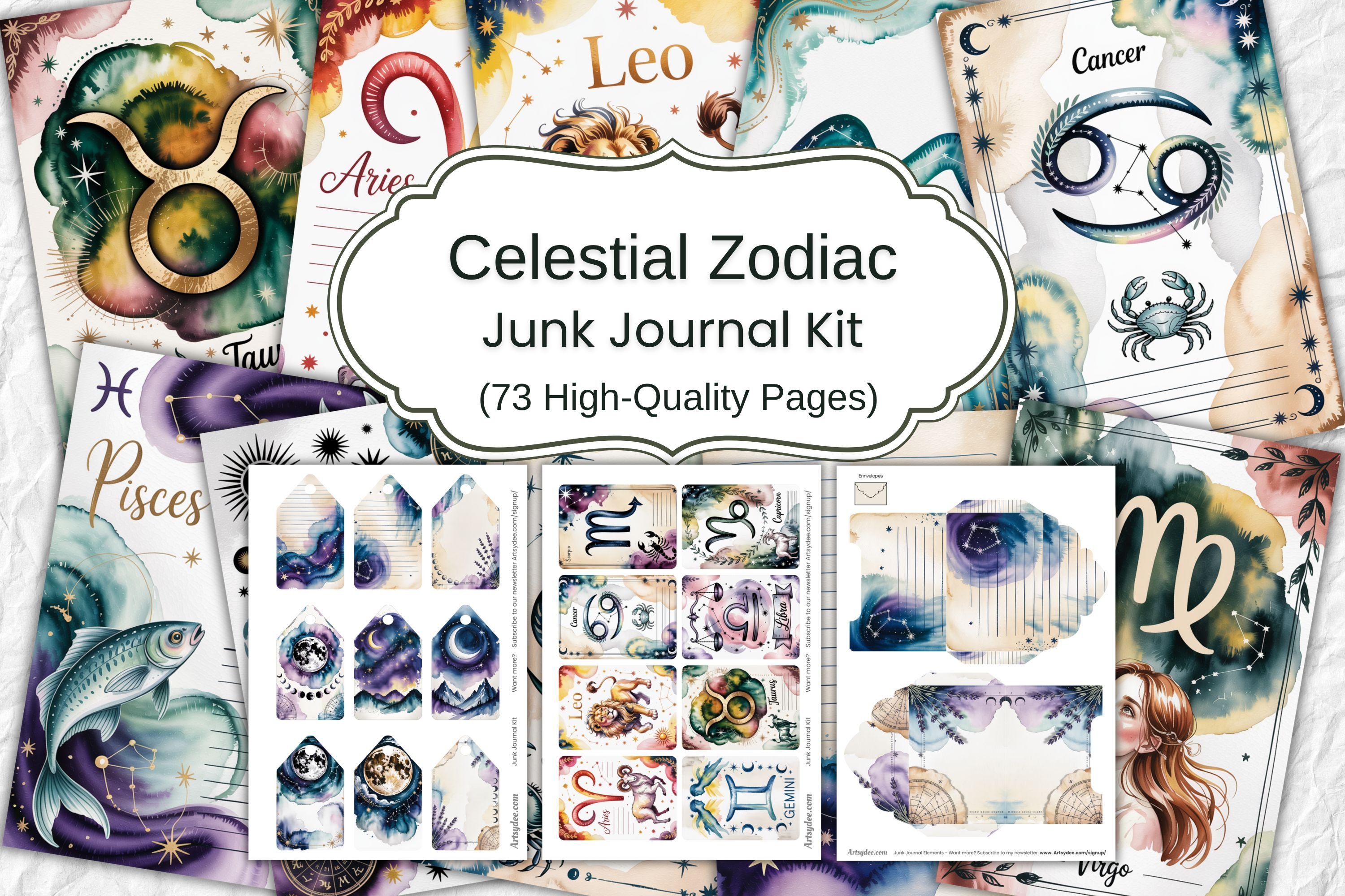 Celestial Zodiac Junk Journal Kit