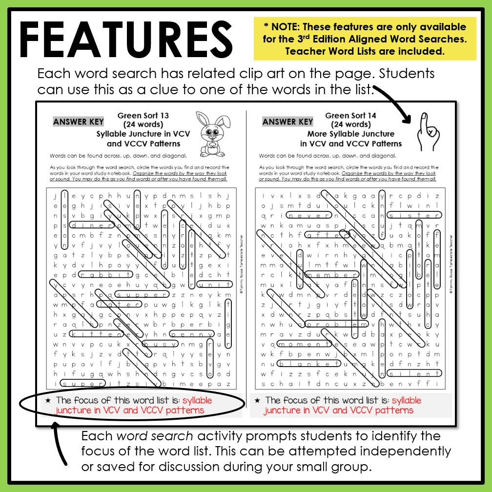 Words Their Way 4th Grade Spelling Syllables Affixes Word Study Word Searches