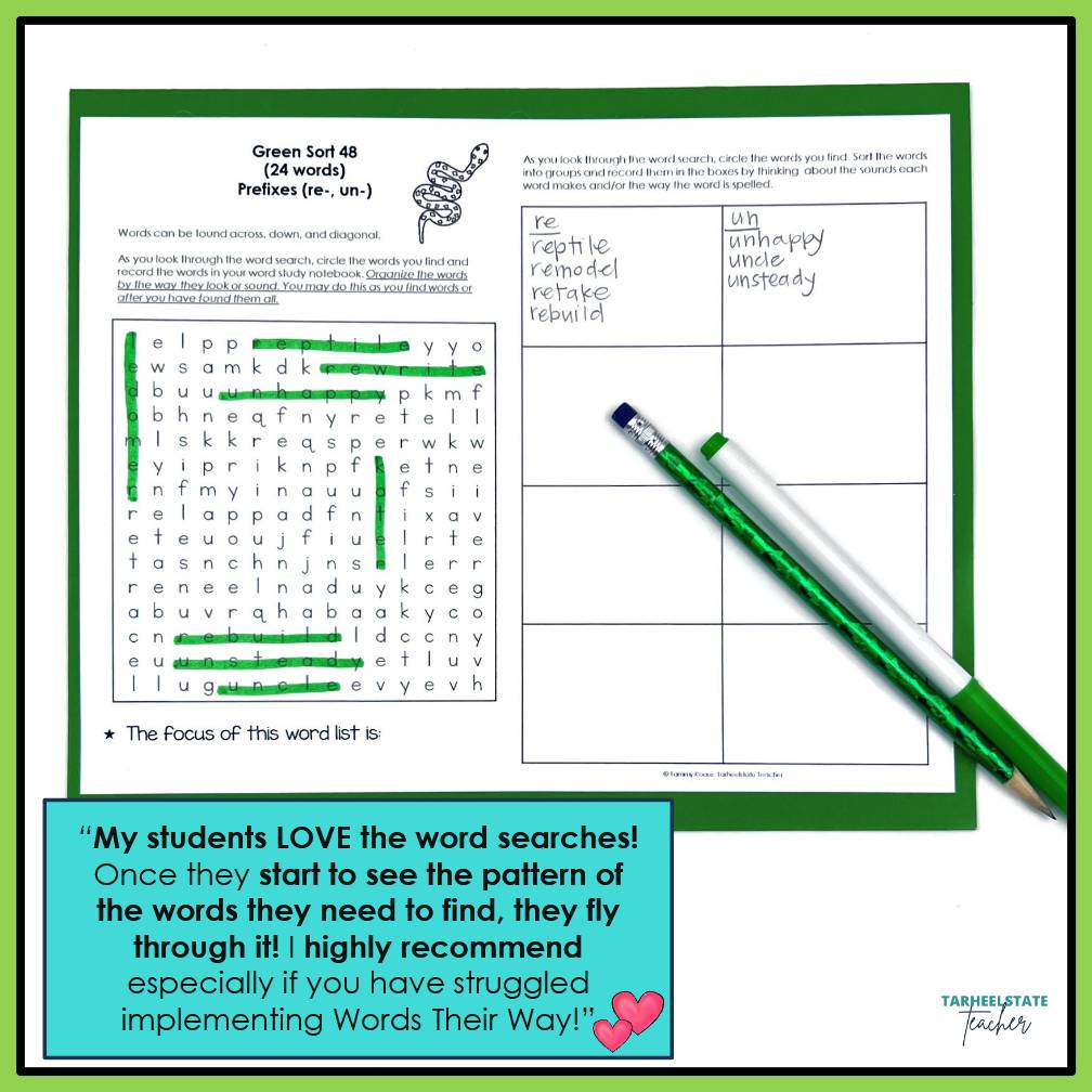 Words Their Way 4th Grade Spelling Syllables Affixes Word Study Word Searches