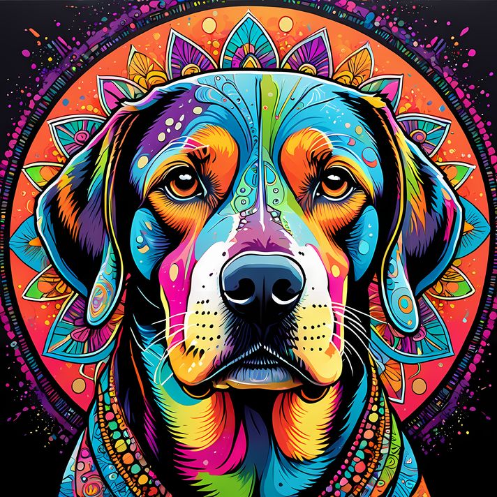 15 stunning Beagle High-Res Art Images in Psychedelic Pop Art Style  📦 What’s Included:  15 Files in total High Resolution: 300 DPI for professional quality Image Sizes: From 3072px to 9216px (portrait, landscape and square orientations) 🎨 Perfect For:  W