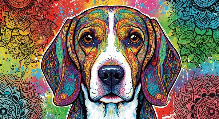 15 stunning Beagle High-Res Art Images in Psychedelic Pop Art Style  📦 What’s Included:  15 Files in total High Resolution: 300 DPI for professional quality Image Sizes: From 3072px to 9216px (portrait, landscape and square orientations) 🎨 Perfect For:  W