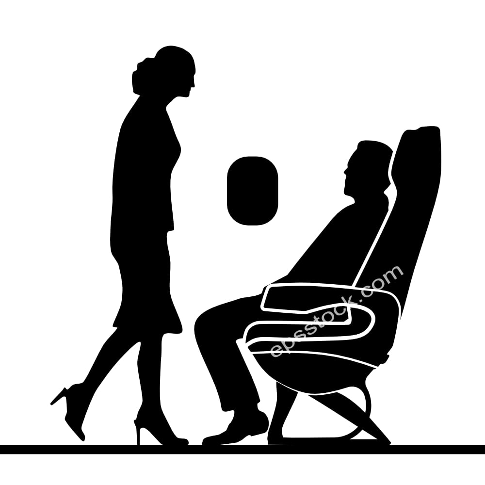 stewardess on airplane