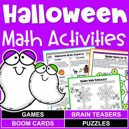 Fun Halloween Math Activities - Worksheets, Games, Brain Teasers & Boom Cards