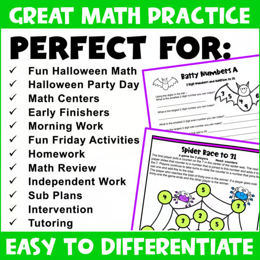 Fun Halloween Math Activities - Worksheets, Games, Brain Teasers & Boom Cards
