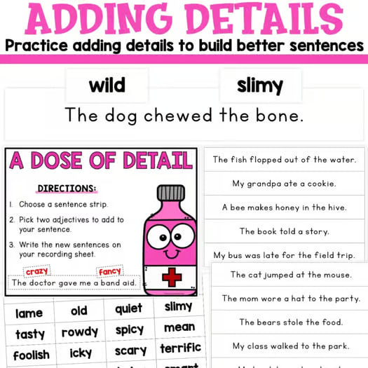 Writing Complete Sentences, Sentence Structure, Adding Details