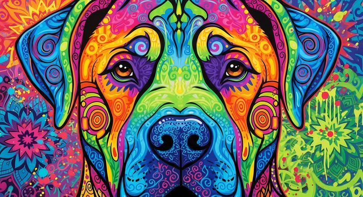 🐾10 Boerboel Dog High-Res Art Images in Psychedelic Pop Art Style  📦 What’s Included:  10 Files in total High Resolution: 300 DPI for professional quality Image Sizes: From 3072px to 9216px (portrait, landscape and square orientations) 🎨 Perfect For:  Wal