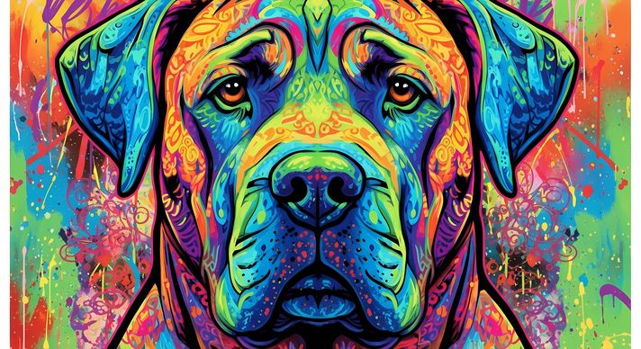 🐾10 Boerboel Dog High-Res Art Images in Psychedelic Pop Art Style  📦 What’s Included:  10 Files in total High Resolution: 300 DPI for professional quality Image Sizes: From 3072px to 9216px (portrait, landscape and square orientations) 🎨 Perfect For:  Wal