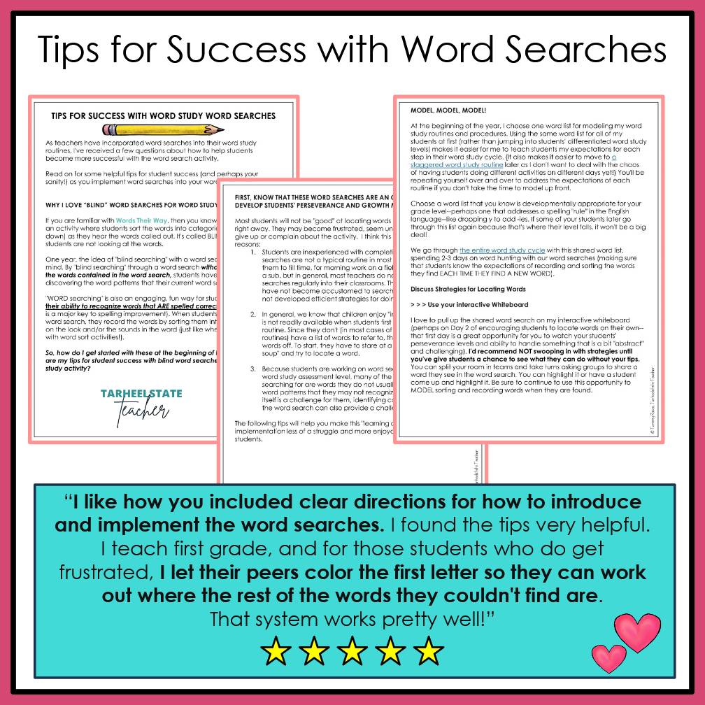 Phonics Wordsearch 1st 2nd Grade Spelling Activities Letter Name Words Their Way