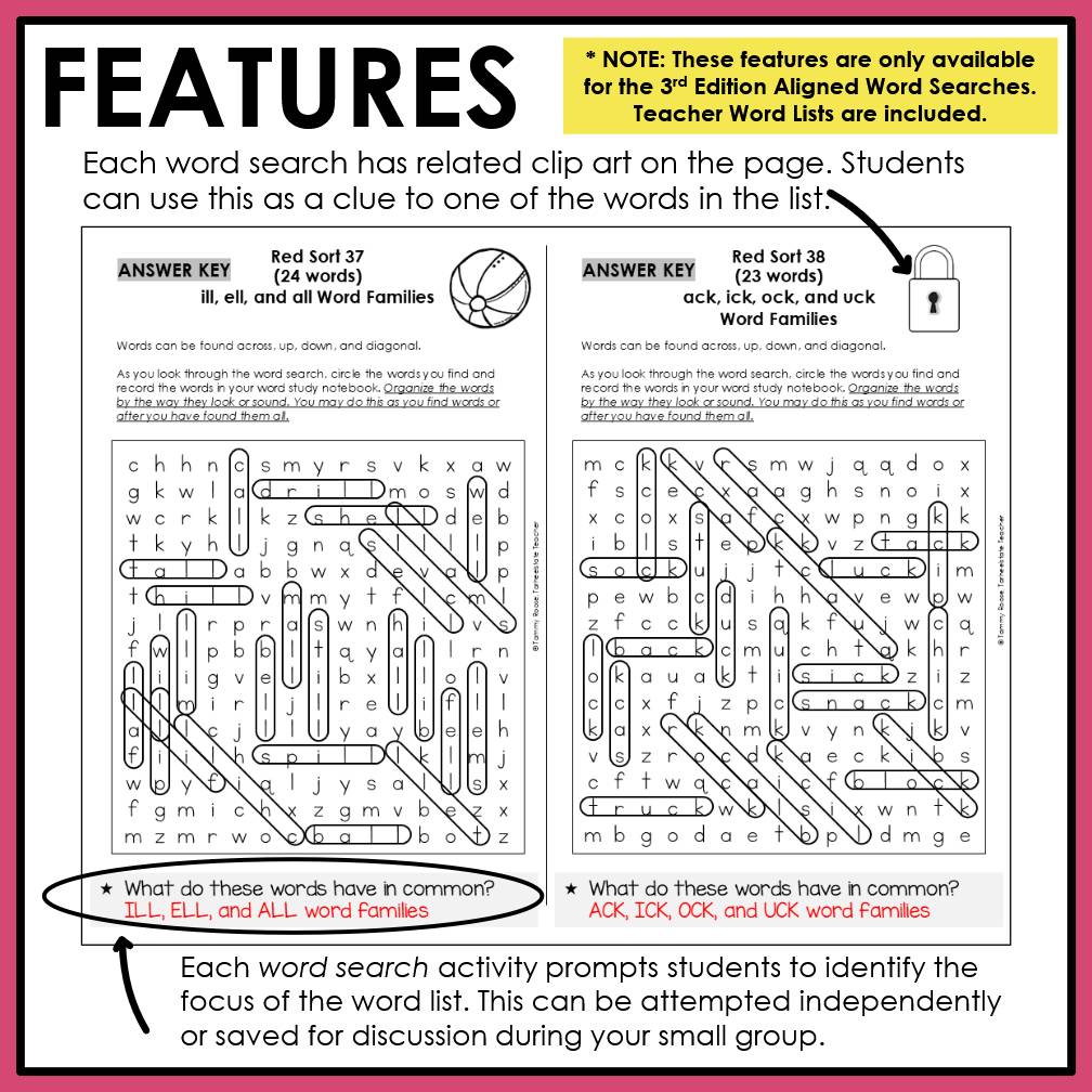 Phonics Wordsearch 1st 2nd Grade Spelling Activities Letter Name Words Their Way