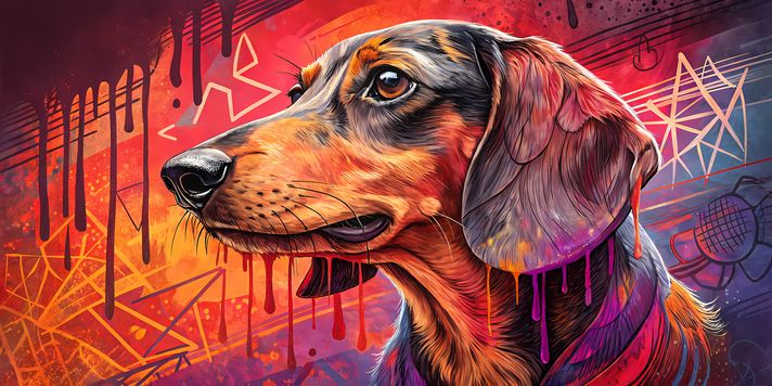 🐾13 Daschund High-Res Art Images in Psychedelic Pop & Street Art Style  📦 What’s Included:  13 Files in total High Resolution: 300 DPI for professional quality Image Sizes: From 3072px to 12288px (landscape and square orientations) 🎨 Perfect For:  Wall Ar