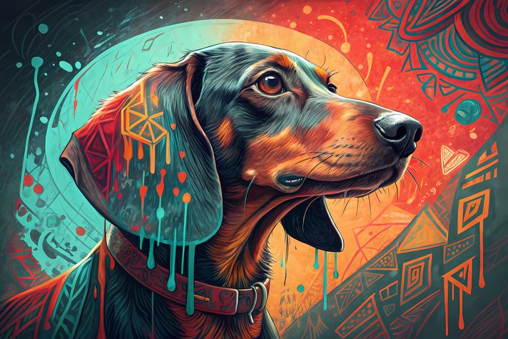 🐾13 Daschund High-Res Art Images in Psychedelic Pop & Street Art Style  📦 What’s Included:  13 Files in total High Resolution: 300 DPI for professional quality Image Sizes: From 3072px to 12288px (landscape and square orientations) 🎨 Perfect For:  Wall Ar