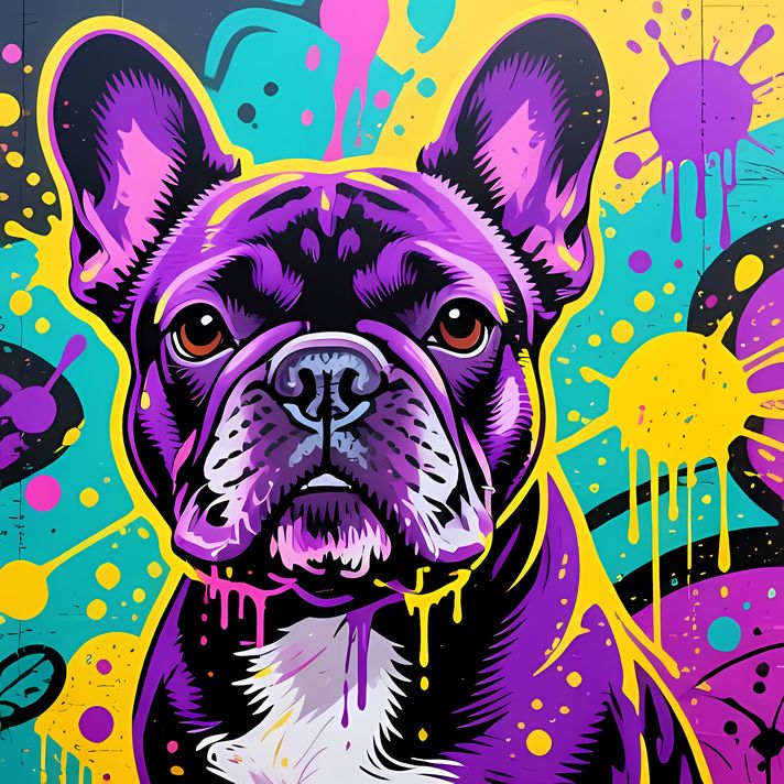 🐾12 French Bulldog High-Res Art Images in Psychedelic Pop Art & Street Styles  📦 What’s Included:  12 Files in total High Resolution: 300 DPI for professional quality Image Sizes: From 3072px to 9216px (portrait and square orientations) 🎨 Perfect For:  Wa