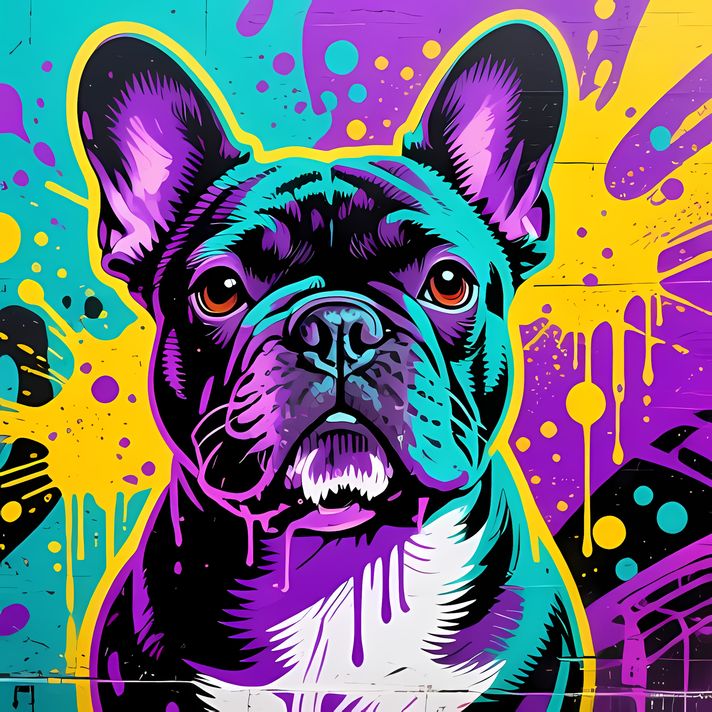 🐾12 French Bulldog High-Res Art Images in Psychedelic Pop Art & Street Styles  📦 What’s Included:  12 Files in total High Resolution: 300 DPI for professional quality Image Sizes: From 3072px to 9216px (portrait and square orientations) 🎨 Perfect For:  Wa