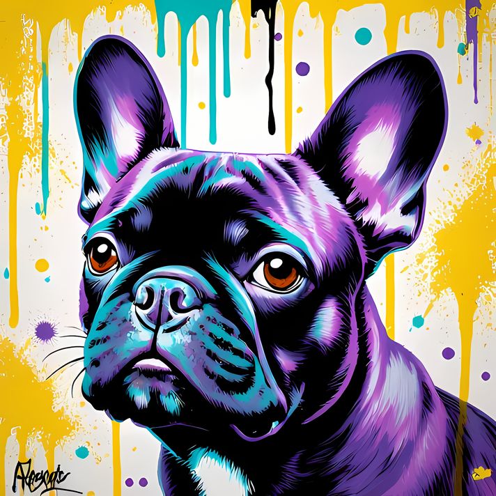 🐾12 French Bulldog High-Res Art Images in Psychedelic Pop Art & Street Styles  📦 What’s Included:  12 Files in total High Resolution: 300 DPI for professional quality Image Sizes: From 3072px to 9216px (portrait and square orientations) 🎨 Perfect For:  Wa
