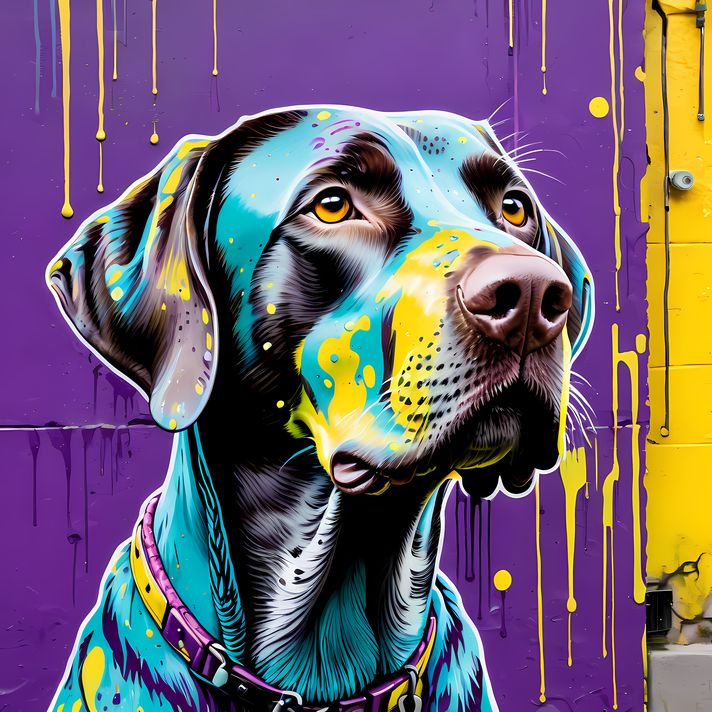 🐾13 German Shorthaired Pointer High-Res Art Images in Psychedelic Pop & Street Art Styles  📦 What’s Included:  9 Files in total High Resolution: 300 DPI for professional quality Image Sizes: From 3072px to 9216px (portrait and square orientations) 🎨 Perfe