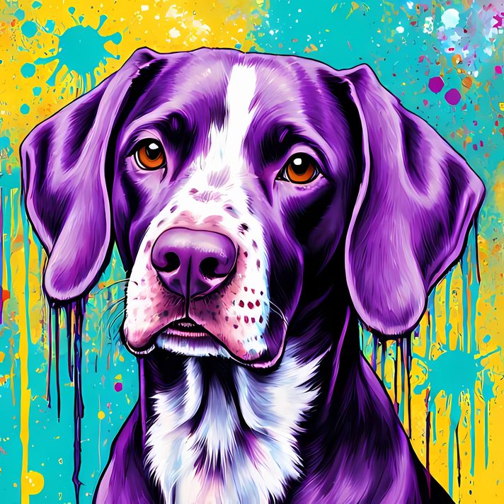 🐾13 German Shorthaired Pointer High-Res Art Images in Psychedelic Pop & Street Art Styles  📦 What’s Included:  9 Files in total High Resolution: 300 DPI for professional quality Image Sizes: From 3072px to 9216px (portrait and square orientations) 🎨 Perfe