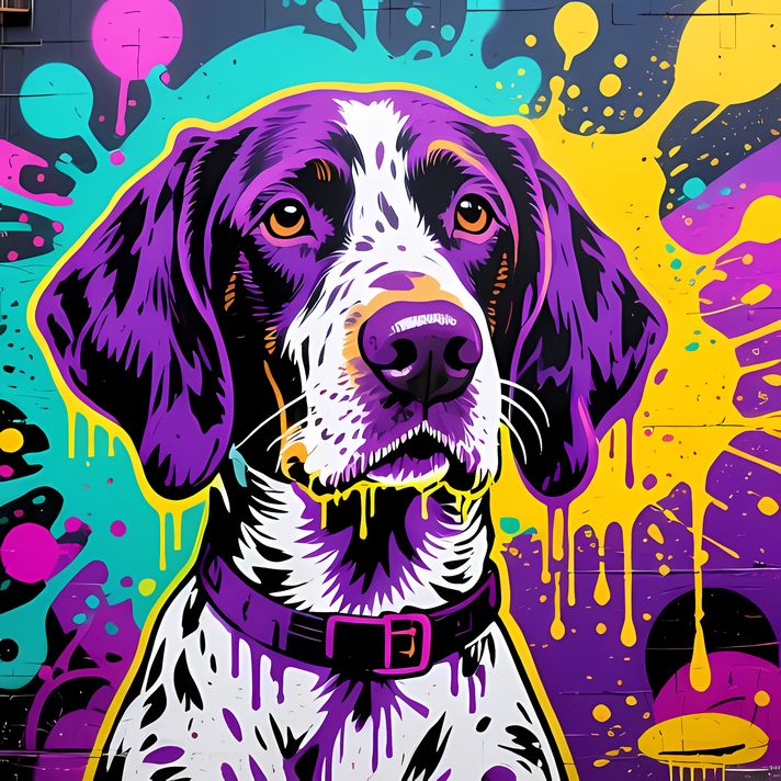 🐾13 German Shorthaired Pointer High-Res Art Images in Psychedelic Pop & Street Art Styles  📦 What’s Included:  9 Files in total High Resolution: 300 DPI for professional quality Image Sizes: From 3072px to 9216px (portrait and square orientations) 🎨 Perfe