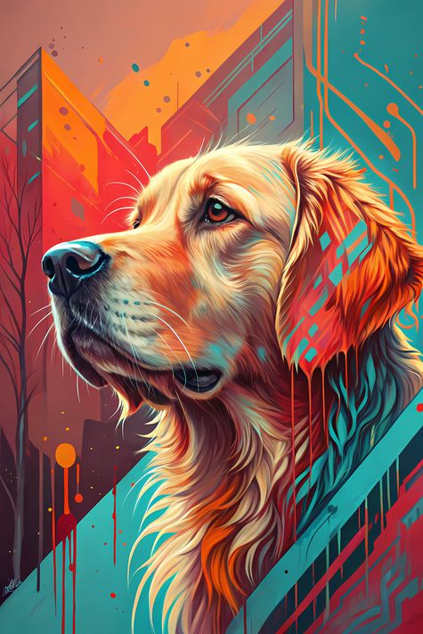 🐾 12 Golden Retriever Dogs High-Res Art Images in Psychedelic Pop & Street Art Styles  📦 What’s Included:  12 Files in total High Resolution: 300 DPI for professional quality Image Sizes: From 3072px to 9216px (portrait and square orientations) 🎨 Perfect 