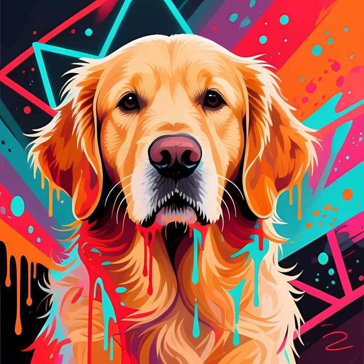 🐾 12 Golden Retriever Dogs High-Res Art Images in Psychedelic Pop & Street Art Styles  📦 What’s Included:  12 Files in total High Resolution: 300 DPI for professional quality Image Sizes: From 3072px to 9216px (portrait and square orientations) 🎨 Perfect 