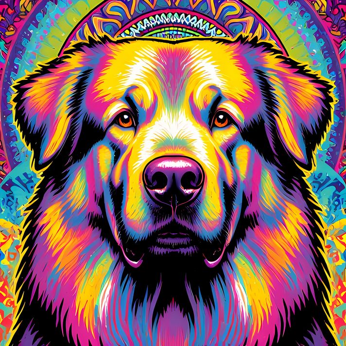 🐾9 Great Pyrenees Dogs High-Res Art Images in Psychedelic Pop & Street Art Styles  📦 What’s Included:  9 Files in total High Resolution: 300 DPI for professional quality Image Sizes: From 3072px to 9216px (portrait and square orientations) 🎨 Perfect For: