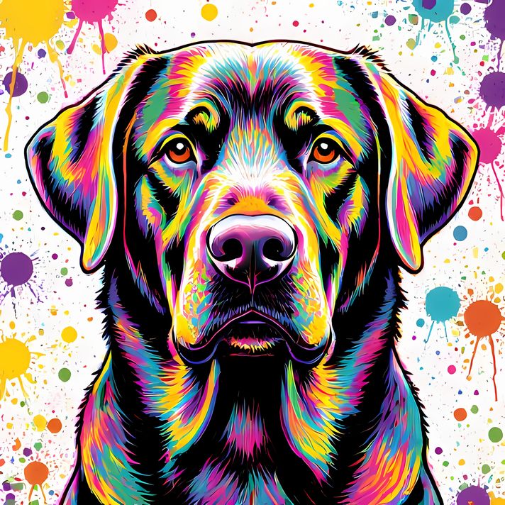 🐾10 Labrador Retriever High-Res Art Images in Psychedelic Pop & Street Art Styles  📦 What’s Included:  10 Files in total High Resolution: 300 DPI for professional quality Image Sizes: From 3072px to 9216px (portrait and square orientations) 🎨 Perfect For: