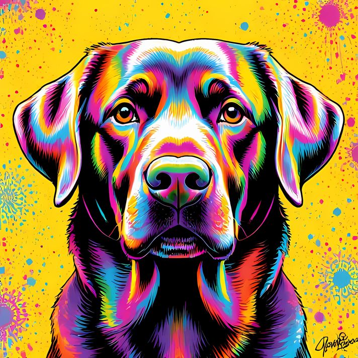 🐾10 Labrador Retriever High-Res Art Images in Psychedelic Pop & Street Art Styles  📦 What’s Included:  10 Files in total High Resolution: 300 DPI for professional quality Image Sizes: From 3072px to 9216px (portrait and square orientations) 🎨 Perfect For: