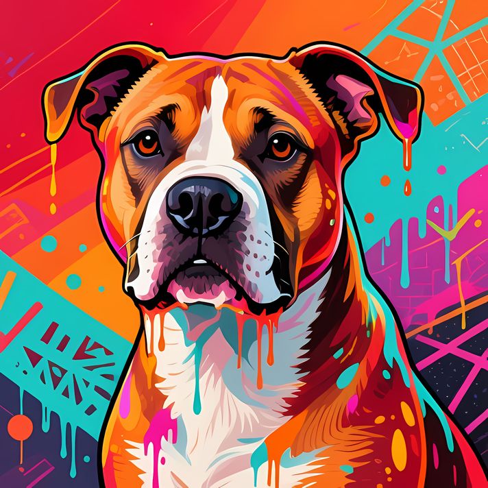 🐾9 Pitbull Terrier Dogs High-Res Art Images in Psychedelic Pop & Street Art Styles  📦 What’s Included:  9 Files in total High Resolution: 300 DPI for professional quality Image Sizes: From 3072px to 9216px (portrait and square orientations) 🎨 Perfect For: