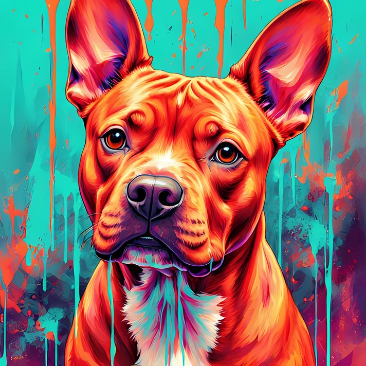 🐾9 Pitbull Terrier Dogs High-Res Art Images in Psychedelic Pop & Street Art Styles  📦 What’s Included:  9 Files in total High Resolution: 300 DPI for professional quality Image Sizes: From 3072px to 9216px (portrait and square orientations) 🎨 Perfect For: