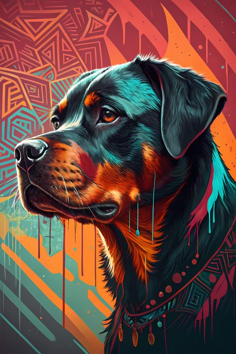🐾13 Rottweiler Dogs High-Res Art Images in Psychedelic Pop & Street Art Styles  📦 What’s Included:  13 Files in total High Resolution: 300 DPI for professional quality Image Sizes: From 3072px to 9216px (portrait and square orientations) 🎨 Perfect For:  W