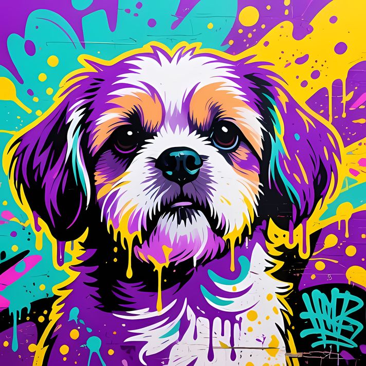 🐾14 Shih Tzu Dogs High-Res Art Images in Psychedelic Pop & Street Art Styles  📦 What’s Included:  14 Files in total High Resolution: 300 DPI for professional quality Image Sizes: From 3072px to 9216px (portrait, landscape and square orientations) 🎨 Perfec